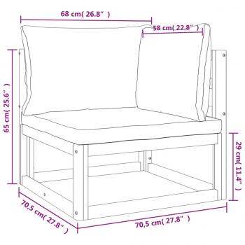 5-tlg. Garten-Lounge-Set mit Hellgrauen Kissen Massivholz