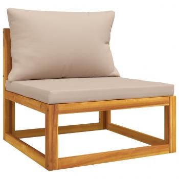 Garten-Mittelsofa mit Taupe Kissen Massivholz Akazie