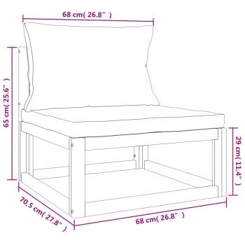 Garten-Mittelsofa mit Taupe Kissen Massivholz Akazie