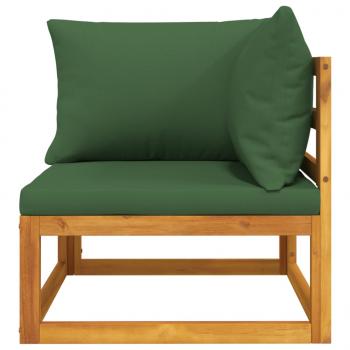 Modular-Ecksofa mit Grünen Kissen Massivholz Akazie