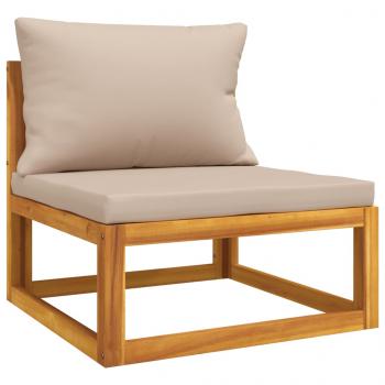 4-tlg. Garten-Lounge-Set mit Taupe Kissen Massivholz