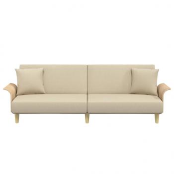 Schlafsofa mit Armlehnen Creme Stoff