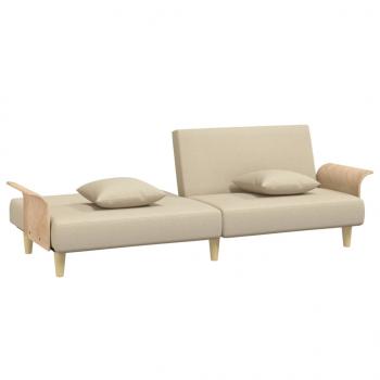 Schlafsofa mit Armlehnen Creme Stoff