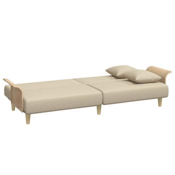 Schlafsofa mit Armlehnen Creme Stoff