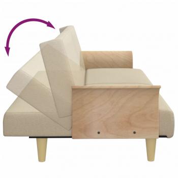 Schlafsofa mit Armlehnen Creme Stoff