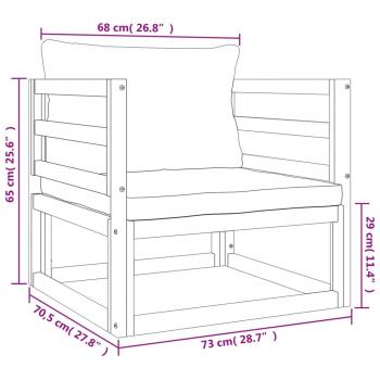 7-tlg. Garten-Lounge-Set mit Taupe Kissen Massivholz