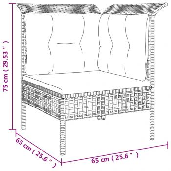 4-tlg. Garten-Lounge-Set mit Kissen Grau Poly Rattan