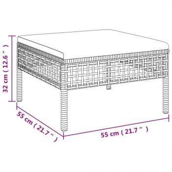 6-tlg. Garten-Lounge-Set mit Kissen Grau Poly Rattan