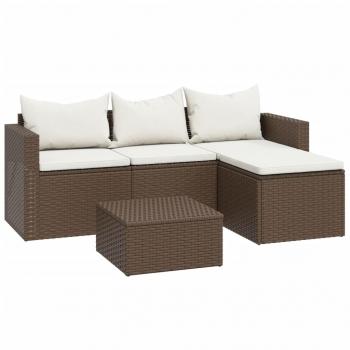 Garten-Lounge-Set Braun Poly Rattan