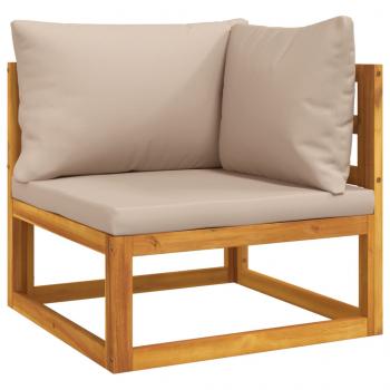 9-tlg. Garten-Lounge-Set mit Taupe Kissen Massivholz