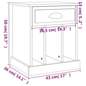 Nachttische 2 Stk. Grau Sonoma 43x36x50 cm