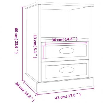 Nachttische 2 Stk. Grau Sonoma 43x36x60 cm