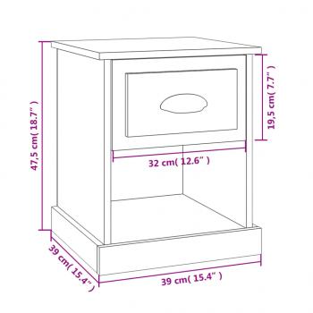 Nachttisch Braun Eichen-Optik 39x39x47,5 cm Holzwerkstoff