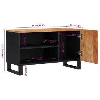 TV-Schrank 80x33x46 cm Massivholz Akazie & Holzwerkstoff