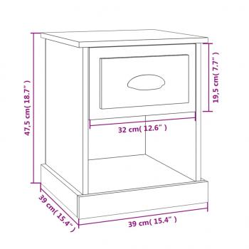 Nachttische 2 Stk. Grau Sonoma 39x39x47,5 cm Holzwerkstoff