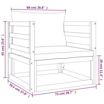 8-tlg. Garten-Lounge-Set mit Hellgrauen Kissen Massivholz