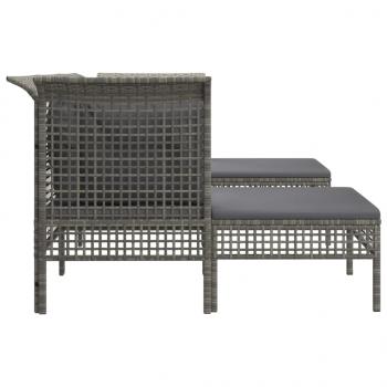 5-tlg. Garten-Lounge-Set mit Kissen Grau Poly Rattan