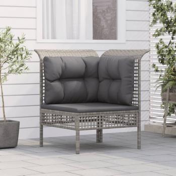 ARDEBO.de - Garten-Ecksofa mit Kissen Grau Poly Rattan