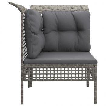 Garten-Ecksofa mit Kissen Grau Poly Rattan