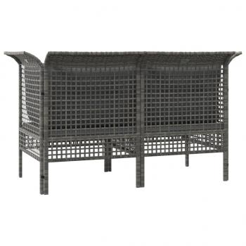 Garten-Ecksofas mit Kissen 2 Stk. Grau Poly Rattan