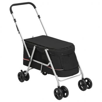 ARDEBO.de - Hundewagen Faltbar Schwarz 100x49x96 cm Leinenstoff