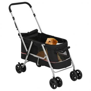 Hundewagen Faltbar Schwarz 100x49x96 cm Leinenstoff