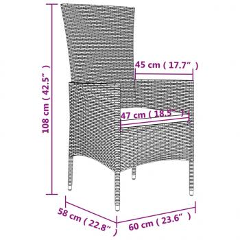 3-tlg. Garten-Essgruppe mit Kissen Beige Poly Rattan