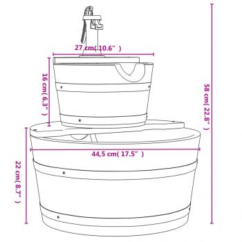 Gartenbrunnen mit Pumpe 44,5x44,5x58 cm Massivholz Tanne