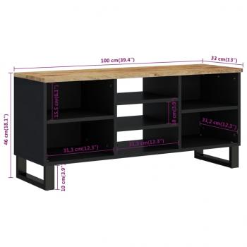 TV-Schrank 100x33x46 cm Massivholz Mango & Holzwerkstoff