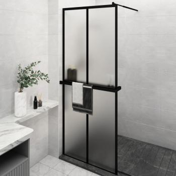 ARDEBO.de - Duschwand mit Ablage für Walk-In-Dusche Schwarz 80x195 cm ESG