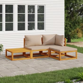 ARDEBO.de - 4-tlg. Garten-Lounge-Set mit Taupe Kissen Massivholz