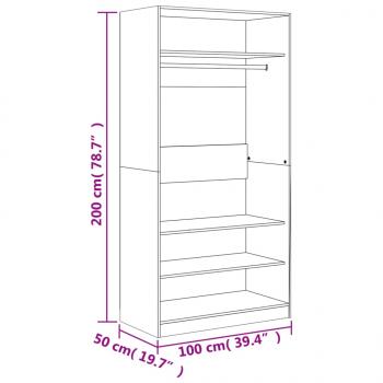 Kleiderschrank Grau Sonoma 100x50x200 cm Holzwerkstoff