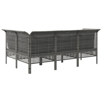 4-tlg. Garten-Lounge-Set mit Kissen Grau Poly Rattan