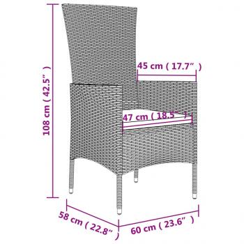 5-tlg. Garten-Essgruppe mit Kissen Beige Poly Rattan