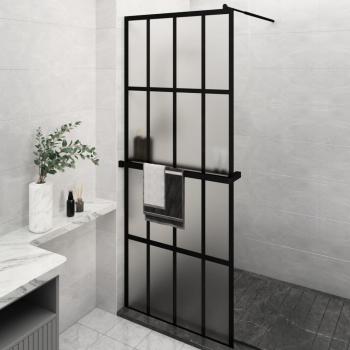 ARDEBO.de - Duschwand mit Ablage für Walk-In-Dusche Schwarz 80x195 cm ESG