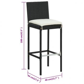 Barhocker mit Kissen 6 Stk. Schwarz Poly Rattan