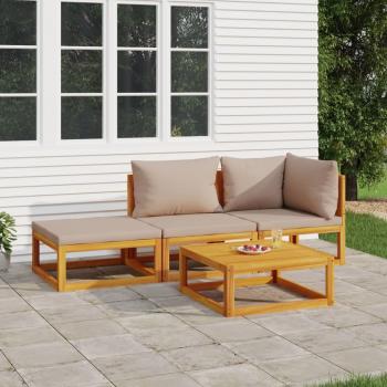 ARDEBO.de - 4-tlg. Garten-Lounge-Set mit Taupe Kissen Massivholz