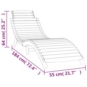 Sonnenliege mit Tisch Weiß Massivholz Akazie