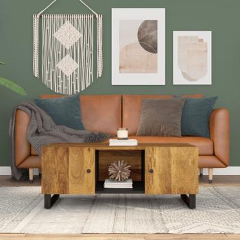 ARDEBO.de - Couchtisch 100x54x40 cm Massivholz Mango & Holzwerkstoff