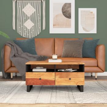 ARDEBO.de - Couchtisch 80x54x40 cm Massivholz Akazie & Holzwerkstoff