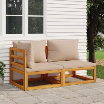 ARDEBO.de - 2-tlg. Garten-Sofa-Set mit Kissen Massivholz Akazie