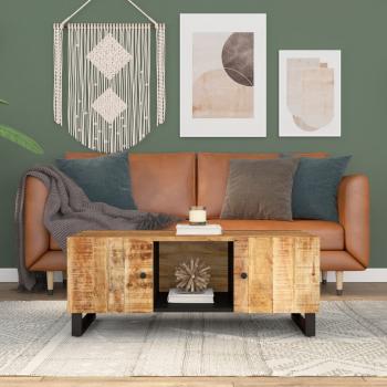 ARDEBO.de - Couchtisch 100x54x40 cm Massivholz Mango & Holzwerkstoff