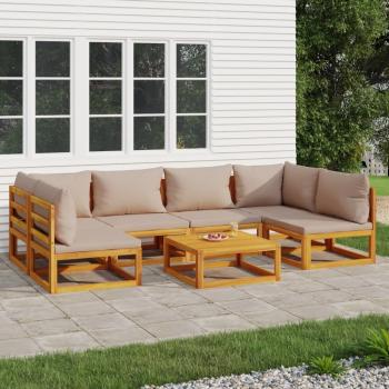 ARDEBO.de - 7-tlg. Garten-Lounge-Set mit Taupe Kissen Massivholz