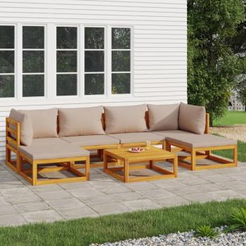 ARDEBO.de - 7-tlg. Garten-Lounge-Set mit Taupe Kissen Massivholz