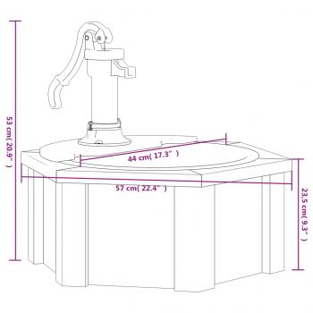 Gartenbrunnen mit Pumpe 57x57x53 cm Massivholz Tanne