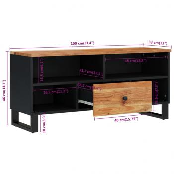 TV-Schrank 100x33x46 cm Massivholz Akazie & Holzwerkstoff