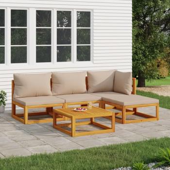 ARDEBO.de - 5-tlg. Garten-Lounge-Set mit Taupe Kissen Massivholz