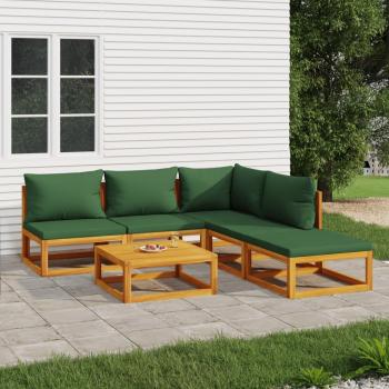 ARDEBO.de - 6-tlg. Garten-Lounge-Set mit Grünen Kissen Massivholz