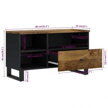 TV-Schrank 80x33x46 cm Massivholz Mango & Holzwerkstoff