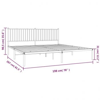 Bettgestell mit Kopfteil Metall Schwarz 193x203 cm